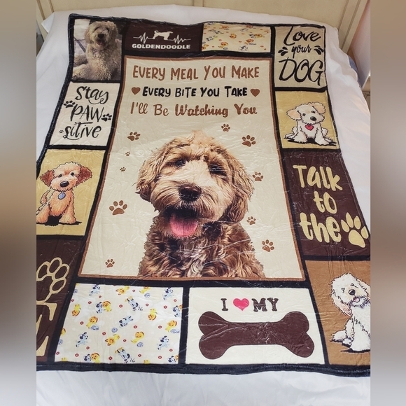 1054- Goldendoodle Love Your Dog Blanket NWT - Picture 1 of 7